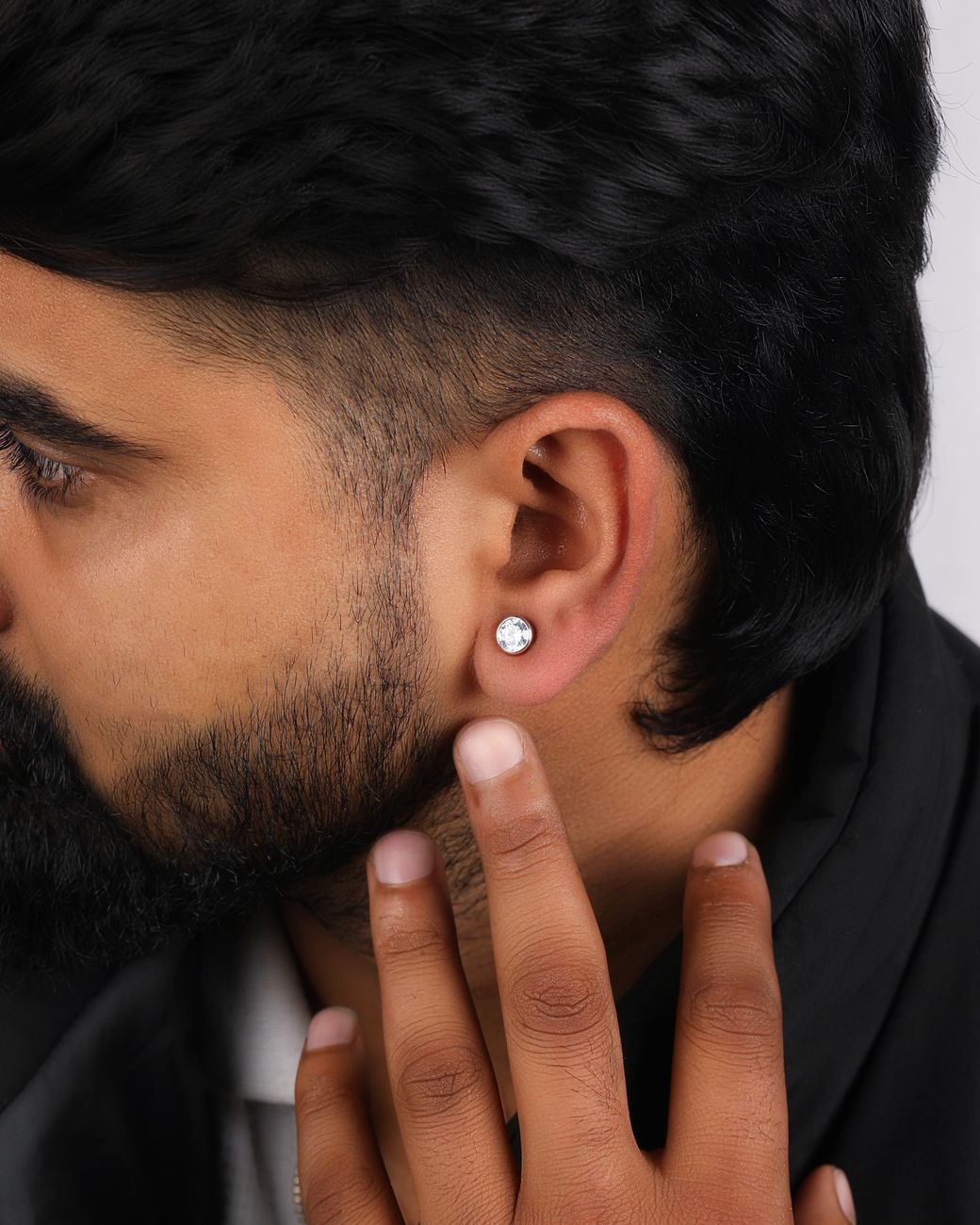 The Jewelz Metallic Round Solitaire Cz Stud Earrings for men