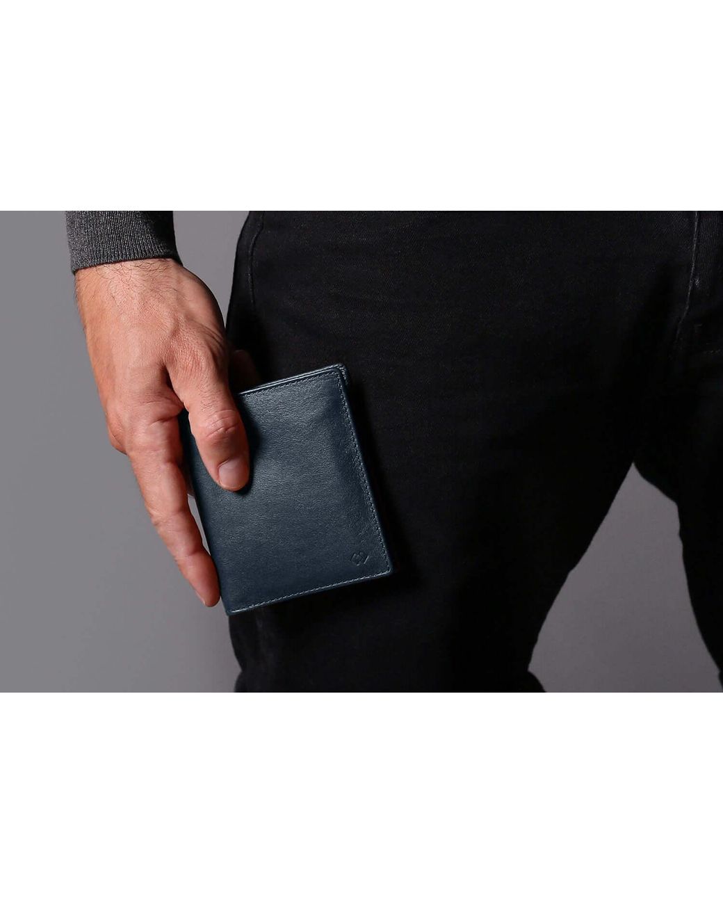 Harber London Blue Leather Bifold Wallet With Rfid Protection for men