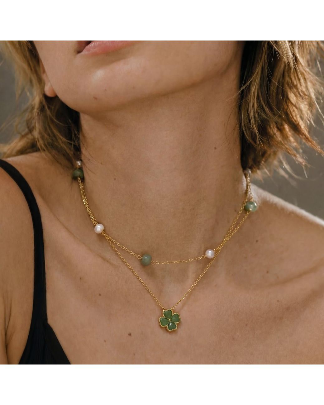 seree Metallic Olivia Jade And Pearl Necklace