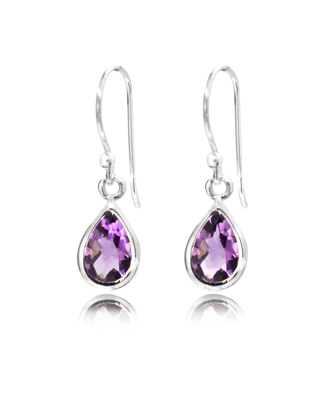 The Jewellery Store London Purple Faceted Amethyst Teardrop Dangle Earrings