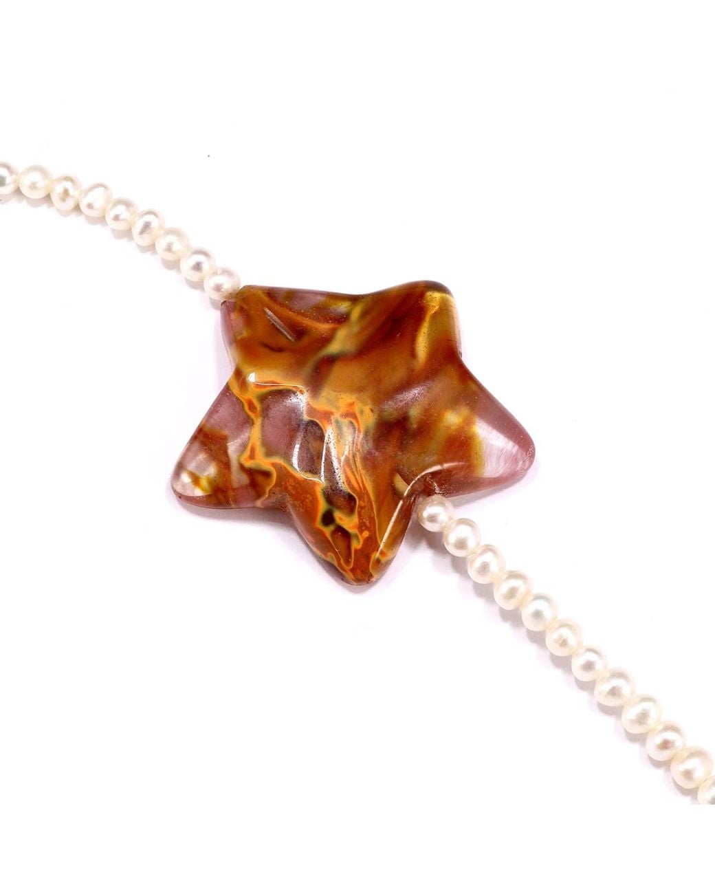 Mineralgems•Studio Brown Mini Pearl Choker With Obsidian Star