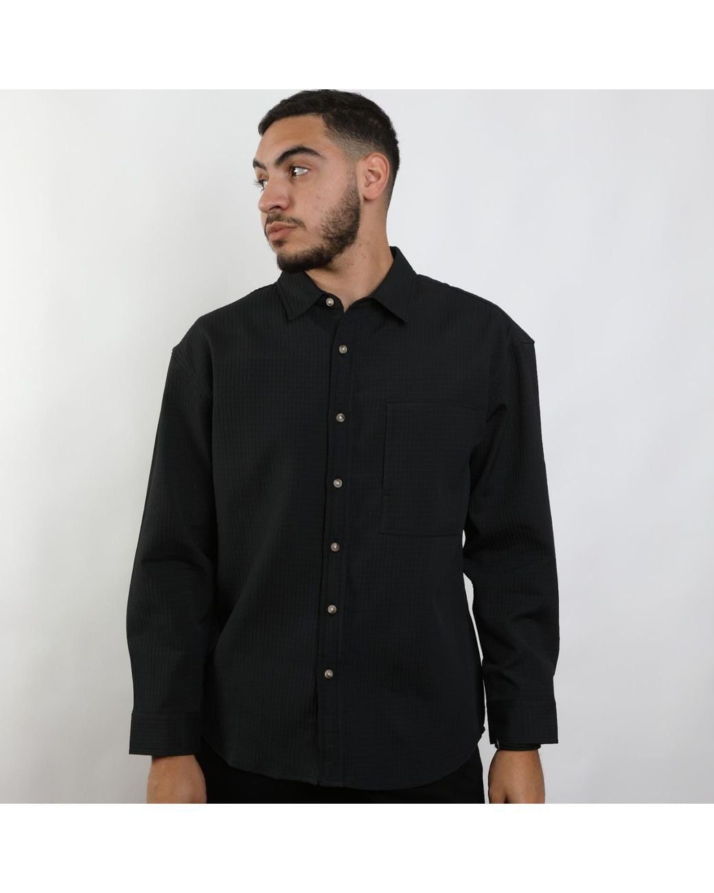 Smart and Joy Blue Textured Timeless Shirt for men