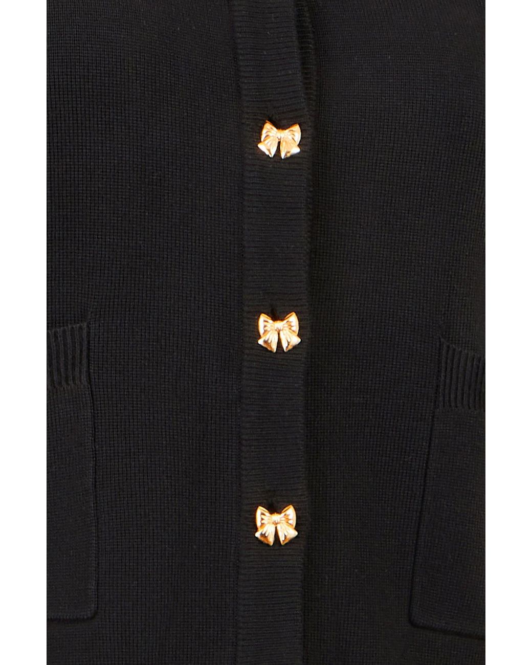 Yumi' Black Bow Button Cardigan