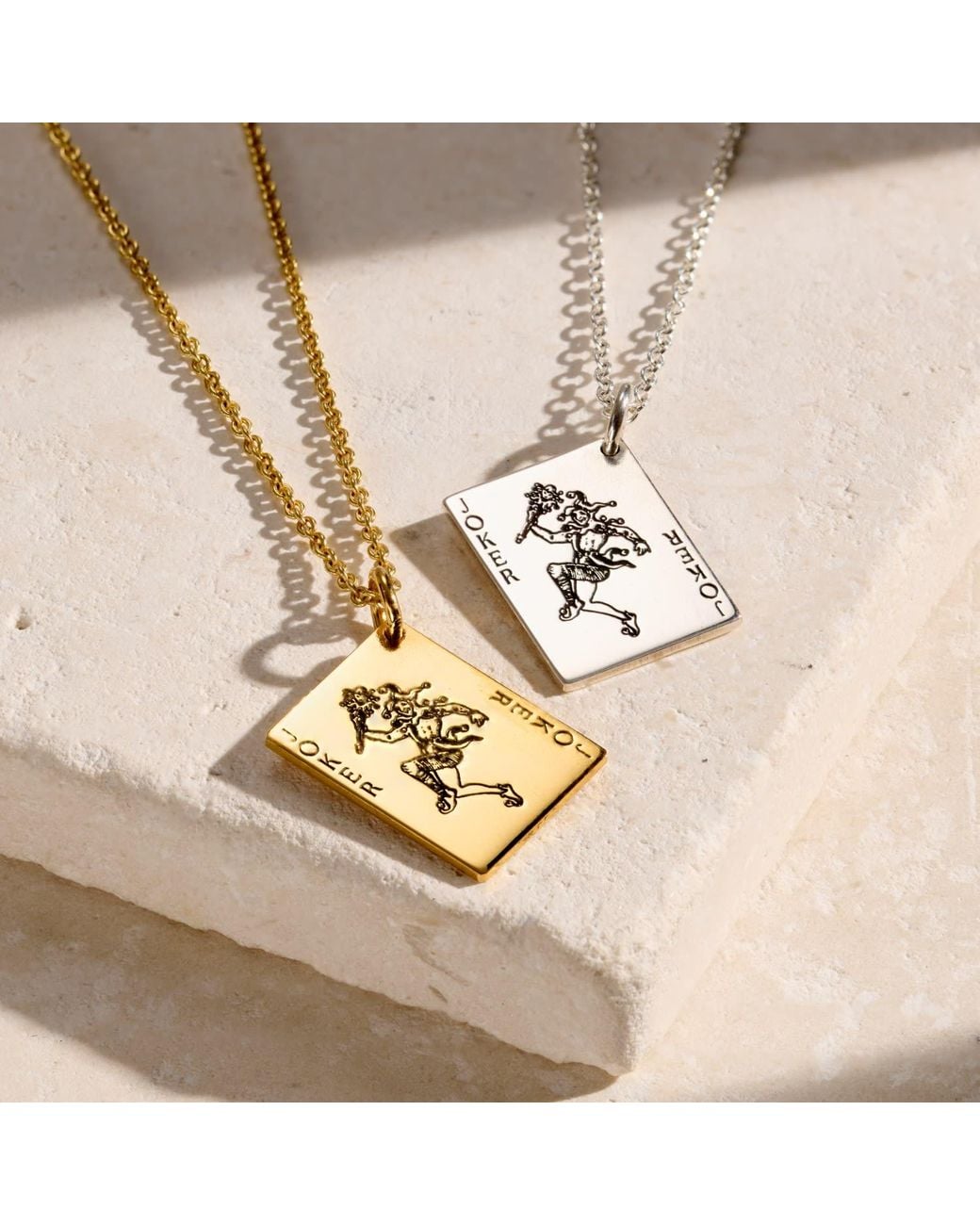 Posh Totty Designs Metallic Joker Playing Card Charm Necklace for men