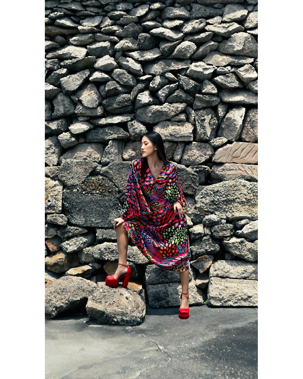 Any Old Iron Red Neon Animal Kyoto Dress