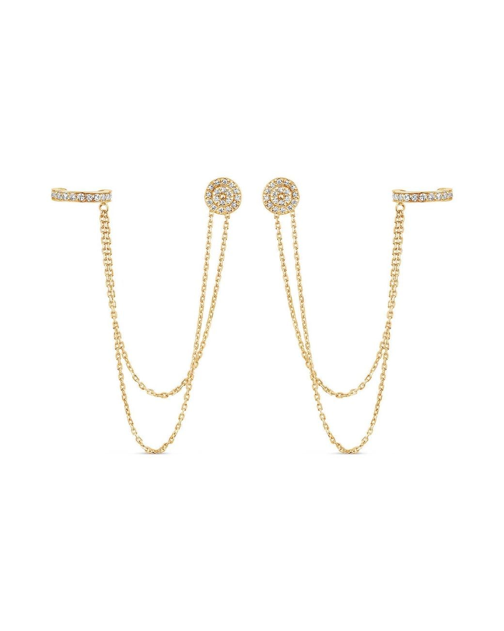SALLY SKOUFIS Metallic Droplet Earring With Made Diamonds