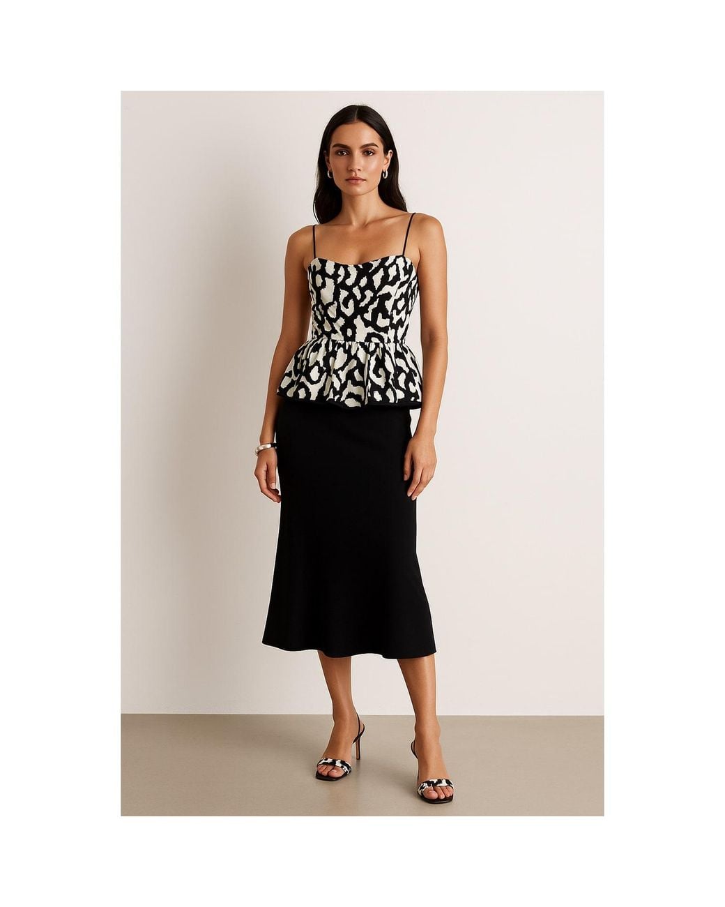 2KStyle Black Donna Bias-Cut Crepe Midi Skirt