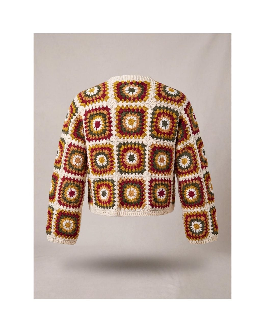 Ana Chic Brown Autumn Sunburst Handmade Crochet Cardigan
