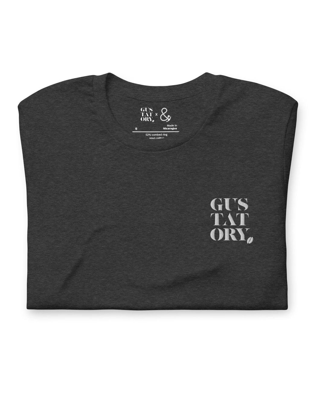 Anchor and Crew Black Heather Gustatory London Coffee Scene Organic Cotton Embroidered T-Shirt for men