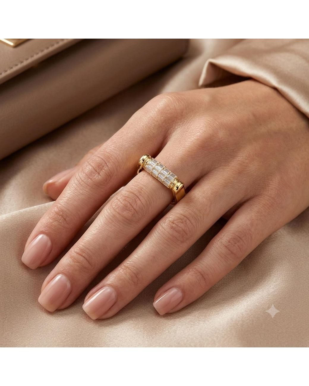 Artisan Metallic 14K Baguette Diamond Statement Ring