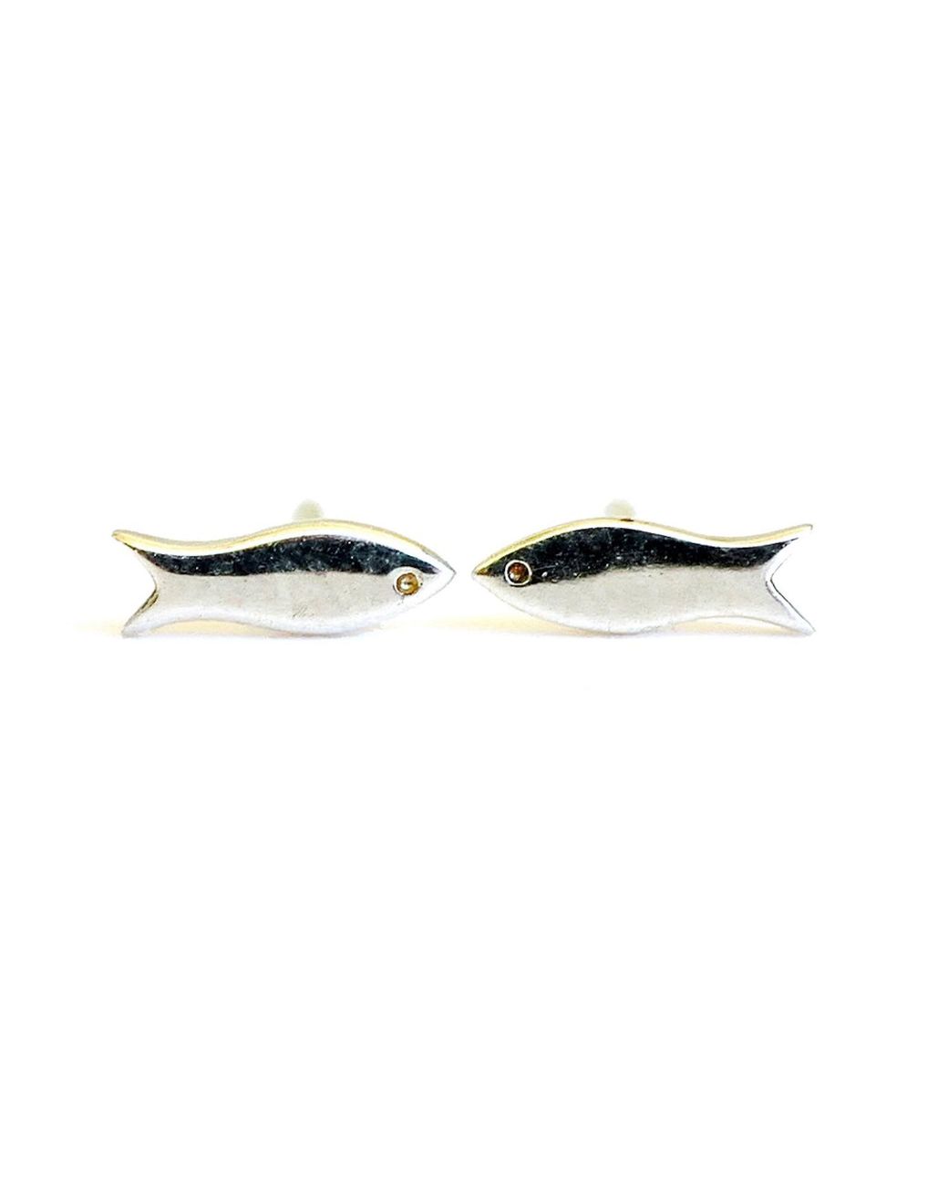 Lime Tree Design Metallic Mini Fish Stud Earrings