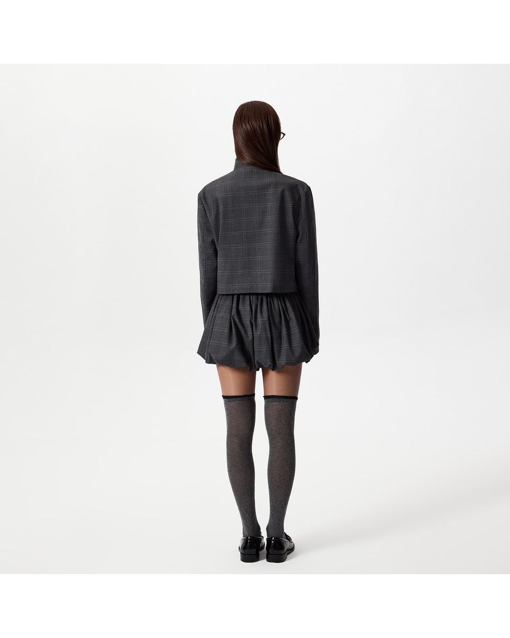 Thisisu Collection Black Romy Plaid Bubble Shorts – Dark
