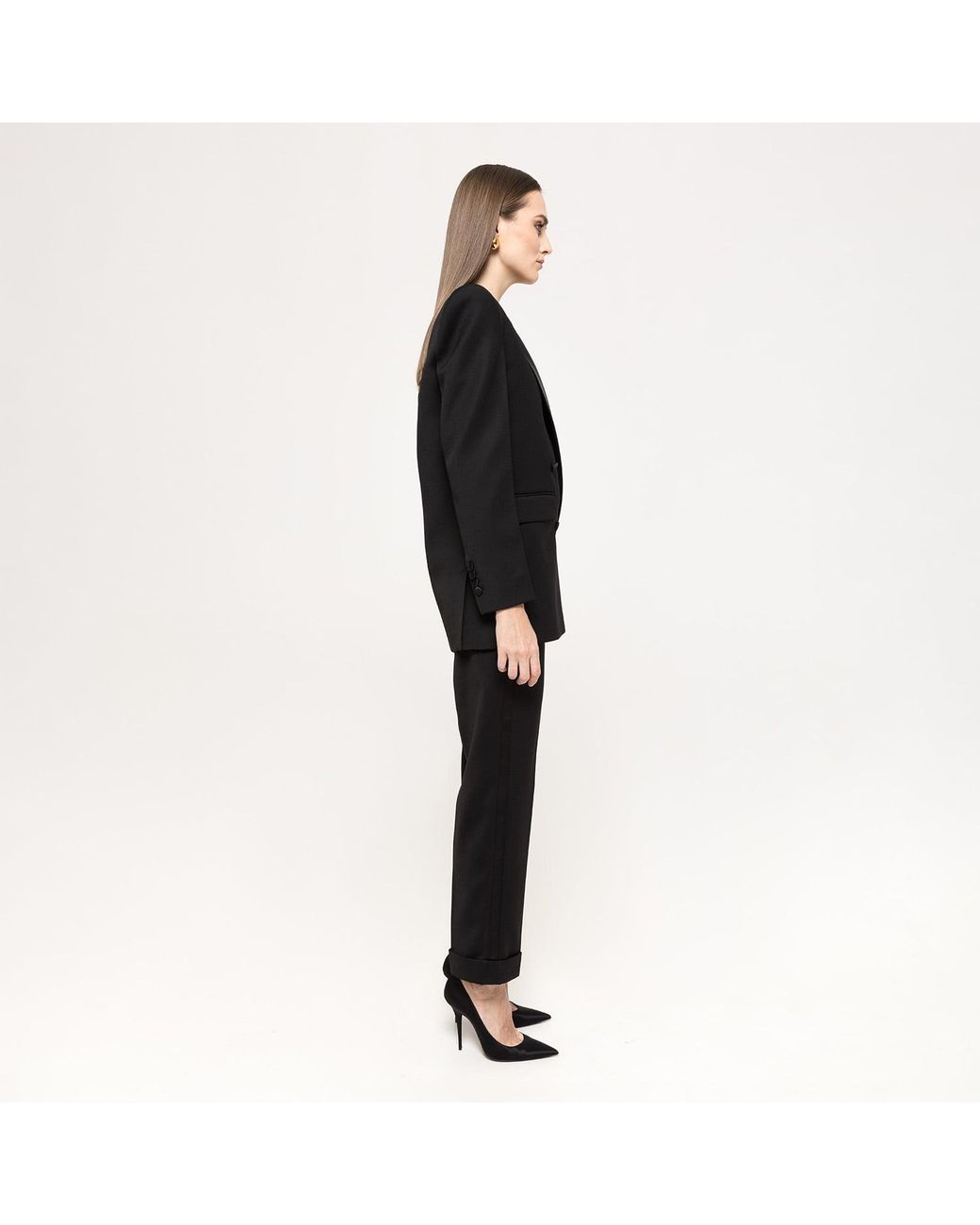 Nissa Black Tailored Wool Pants