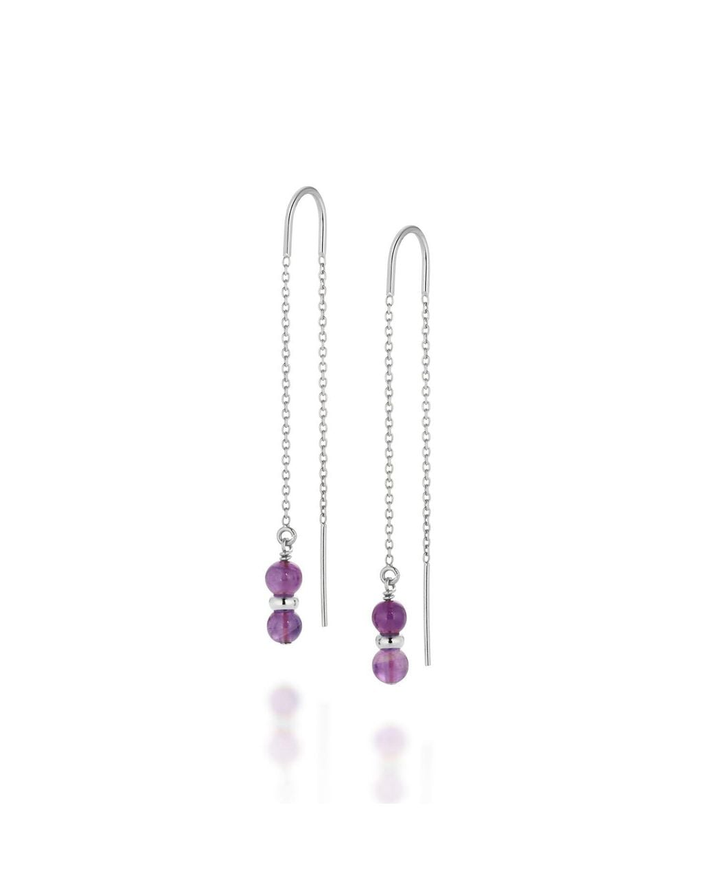 Nellou Jewellery White Fall Birthstone Earrings February Amethyst Sterling