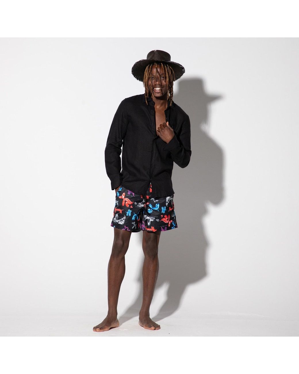 Maison Tangerine Blue Crazy Dogs Swim Shorts for men