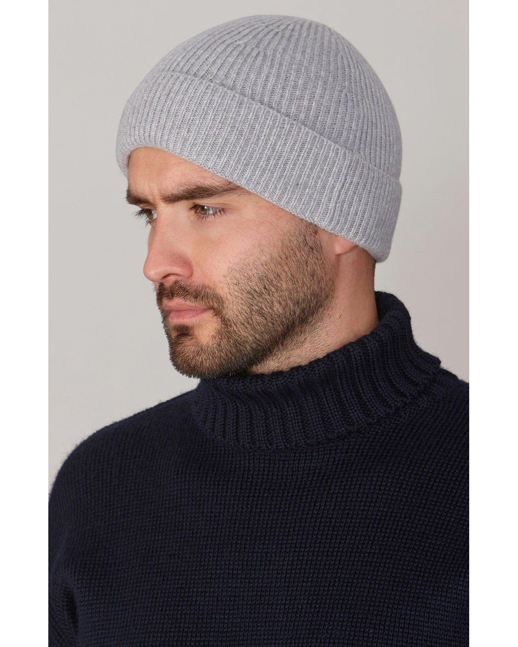 Paul James Knitwear Gray Lightweight Merino Cashmere Beaulinee Beanie