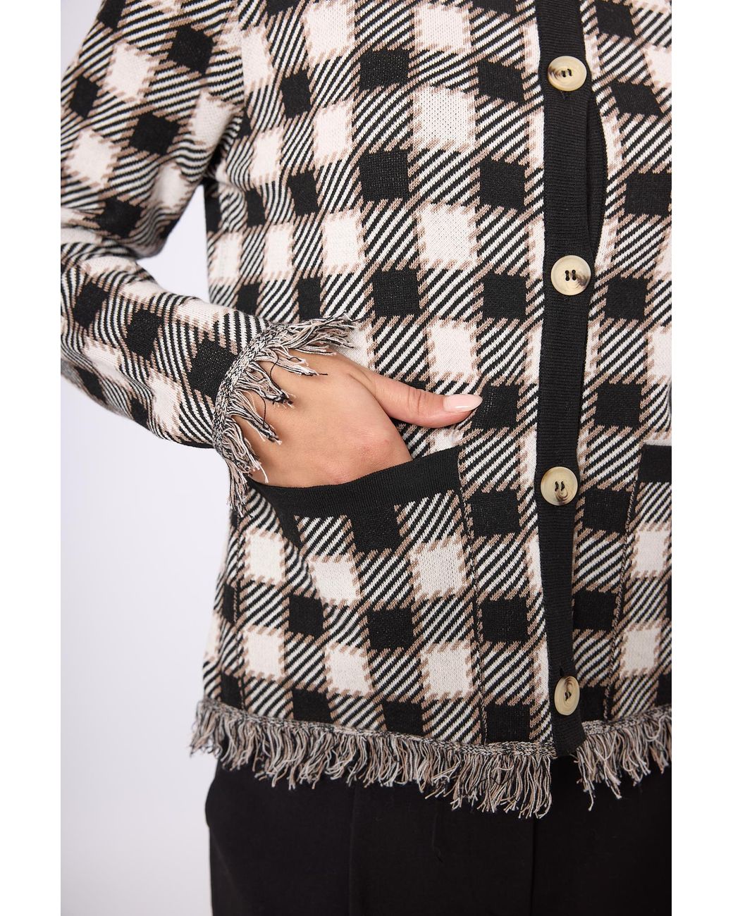 Peraluna Black Diana Plaid Knit Jacket