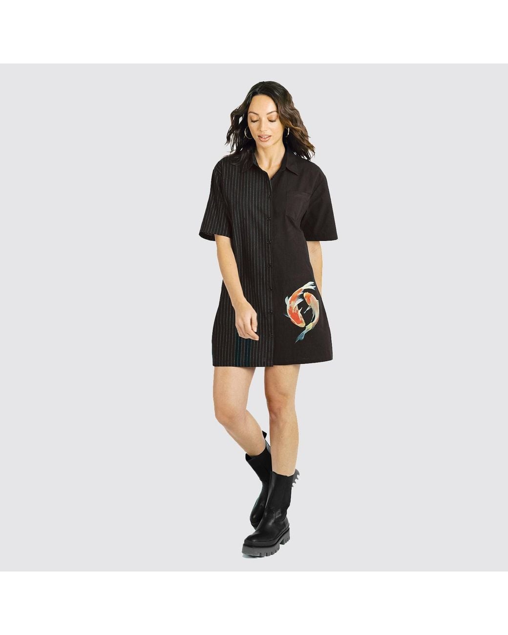 Zenzee Black Two Tone Shirt Dress