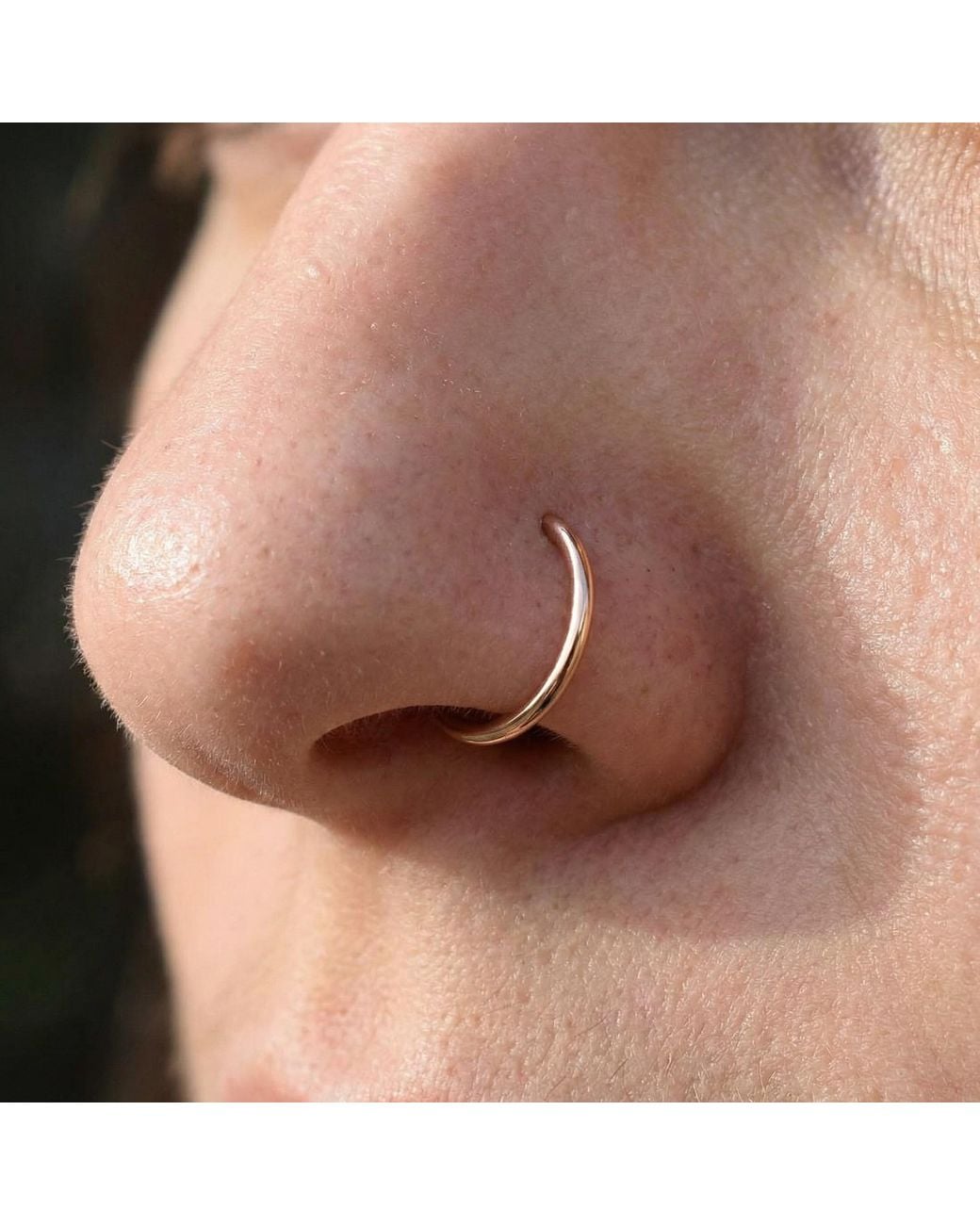 Zahav Jewelry Metallic 14K Solid 24G 8Mm Nose Hoop