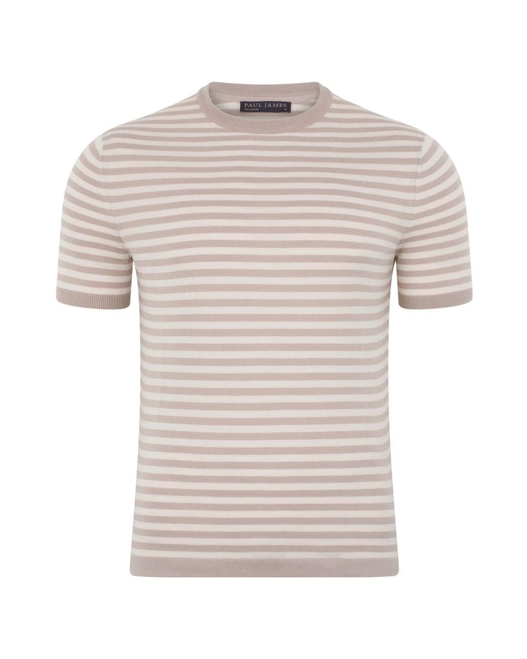 Paul James Knitwear Gray Mens Ultra-fine Cotton Miguel Knitted Breton T-shirt for men