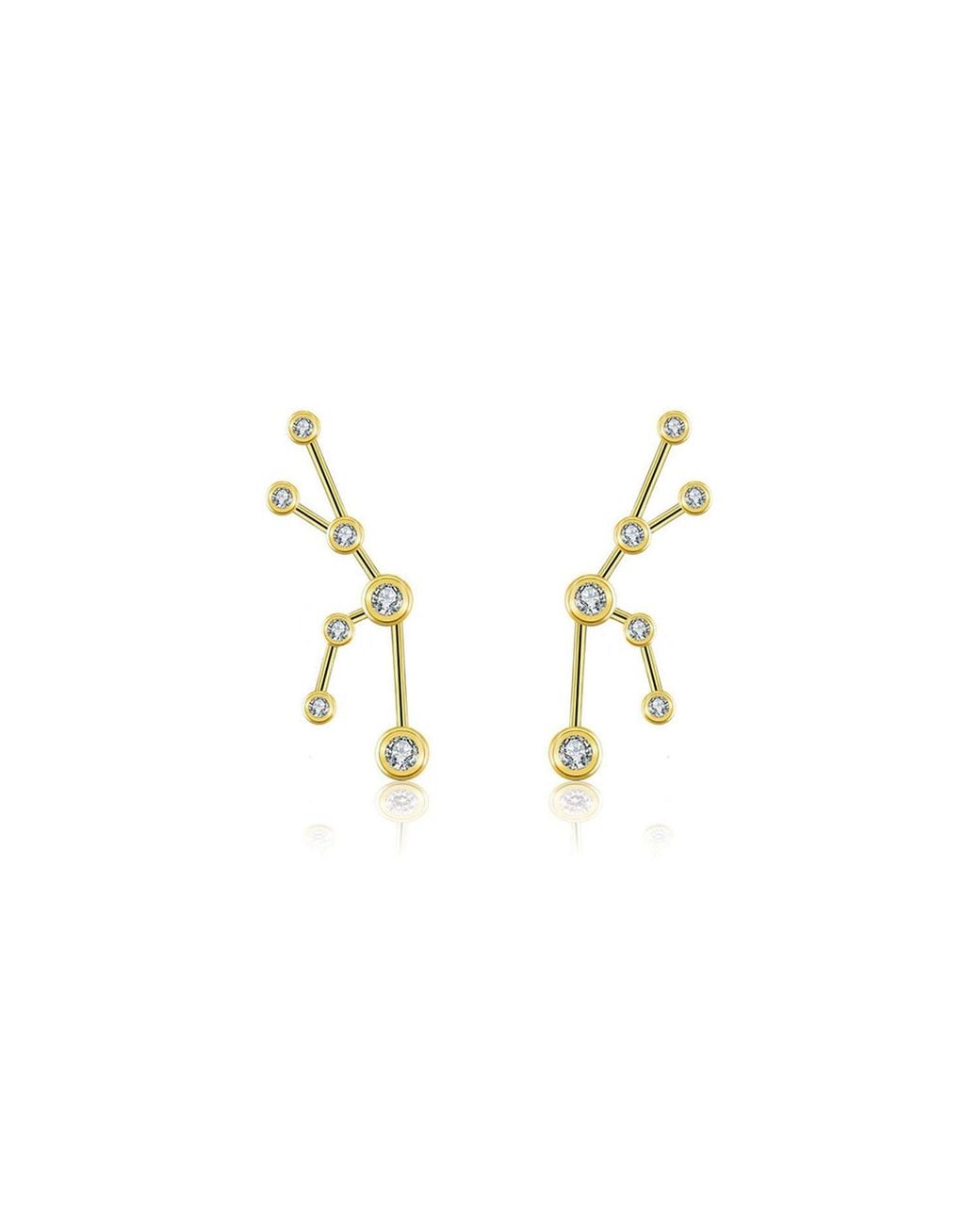 Genevieve Collection Metallic Taurus Zodiac Constellation Earring 18K & Diamond