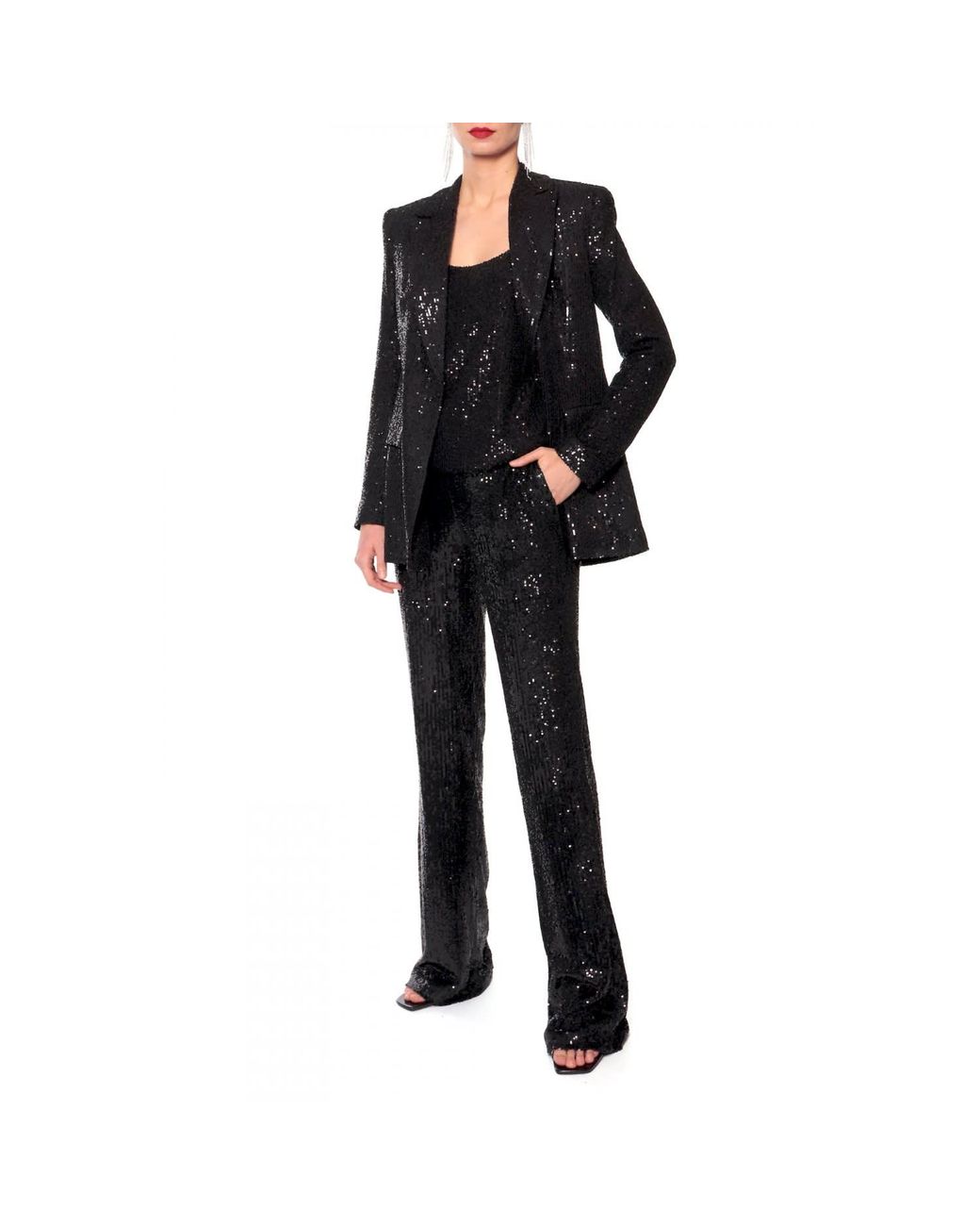 AGGI by HALEWSKI Black Luna Obsidian Sequined Blazer