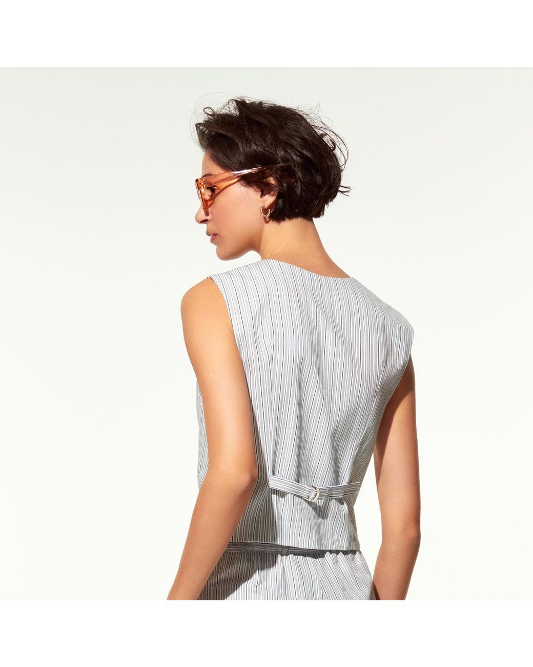 NAZLI CEREN Blue Lyra Cotton Waistcoat