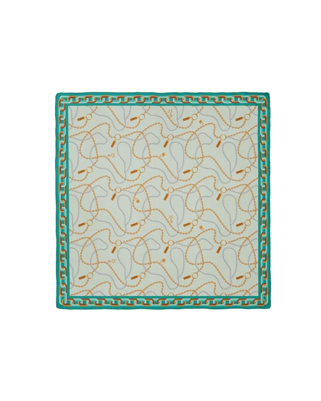 Le Parmentier Green Heritage Chain And Pearls Silk Square Scarf