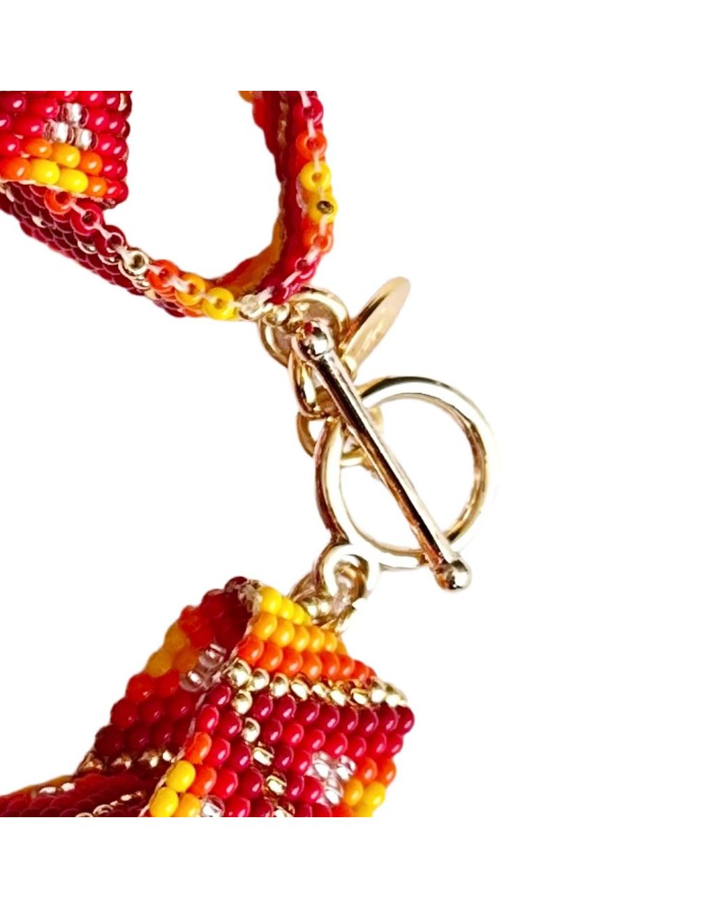 Iliana Arrazola Red Bold Chunky Link Bracelet, And, Glass Beads, Beaded Jewelry