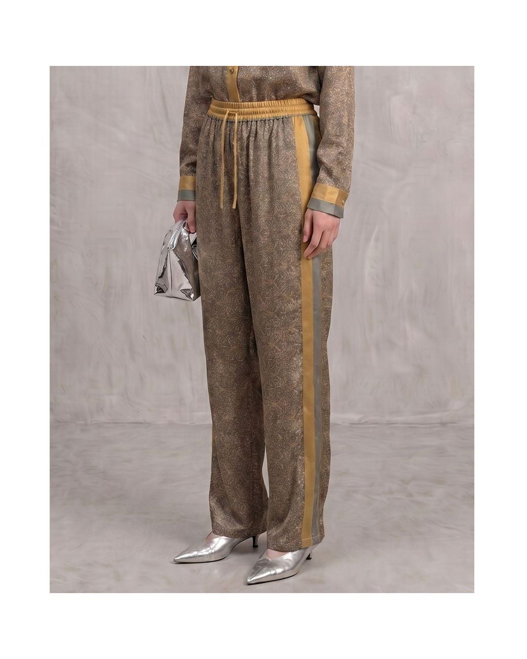 Monzlapur New York Green Paisley Motif Pant With Stripe