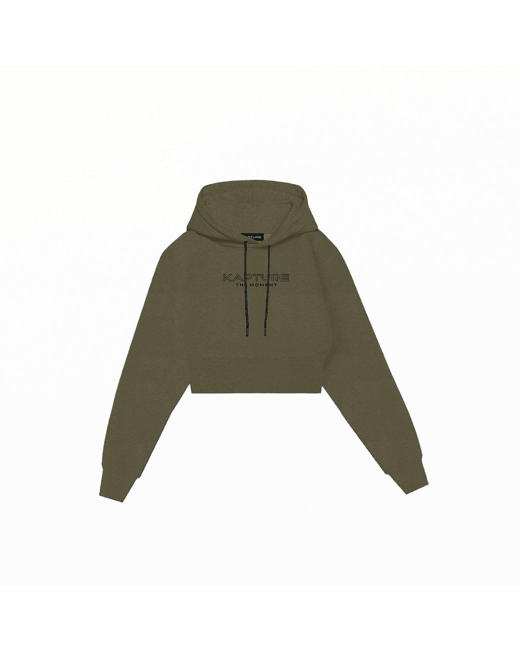 Kapture Green Travel Logo-Print Cropped Hoodie
