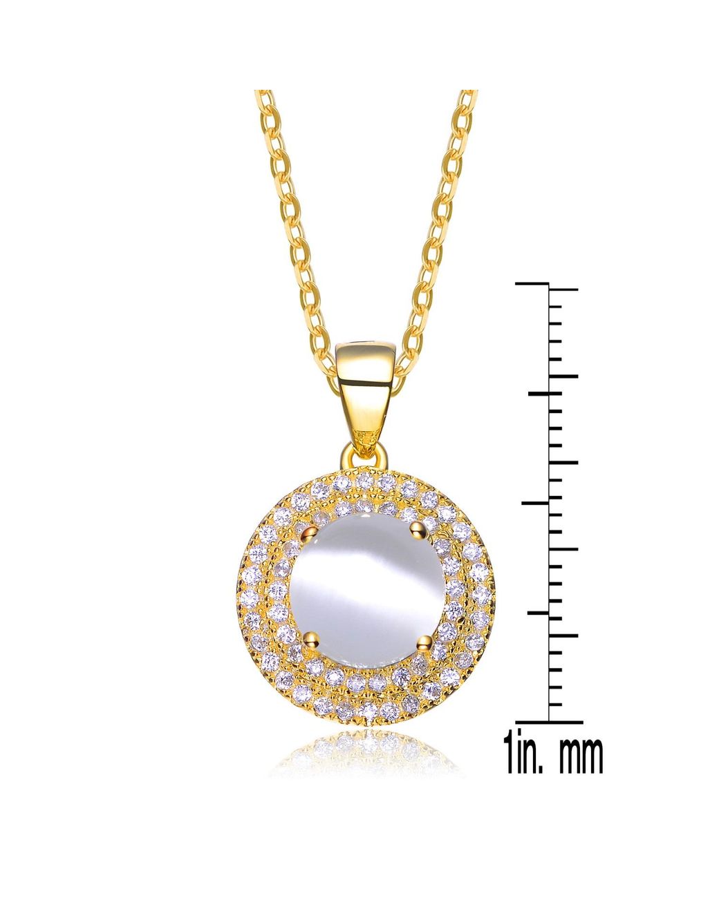 Genevive Jewelry Metallic Sterling Overlay Frosty Cubic Zirconia Circle Necklace