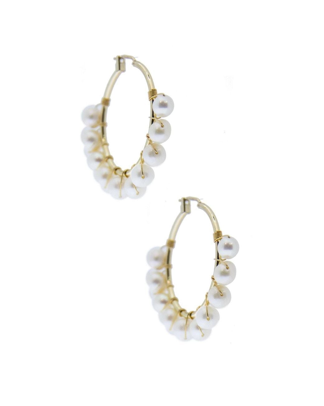 Saachi Metallic Freshwater Pearl Hoop Earrings