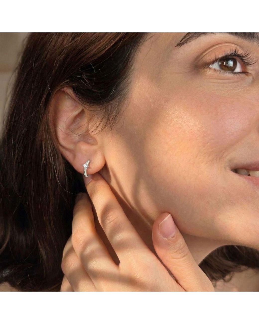 Sophelia Metallic Small Diamond Huggie Minimalist Hoop Earrings