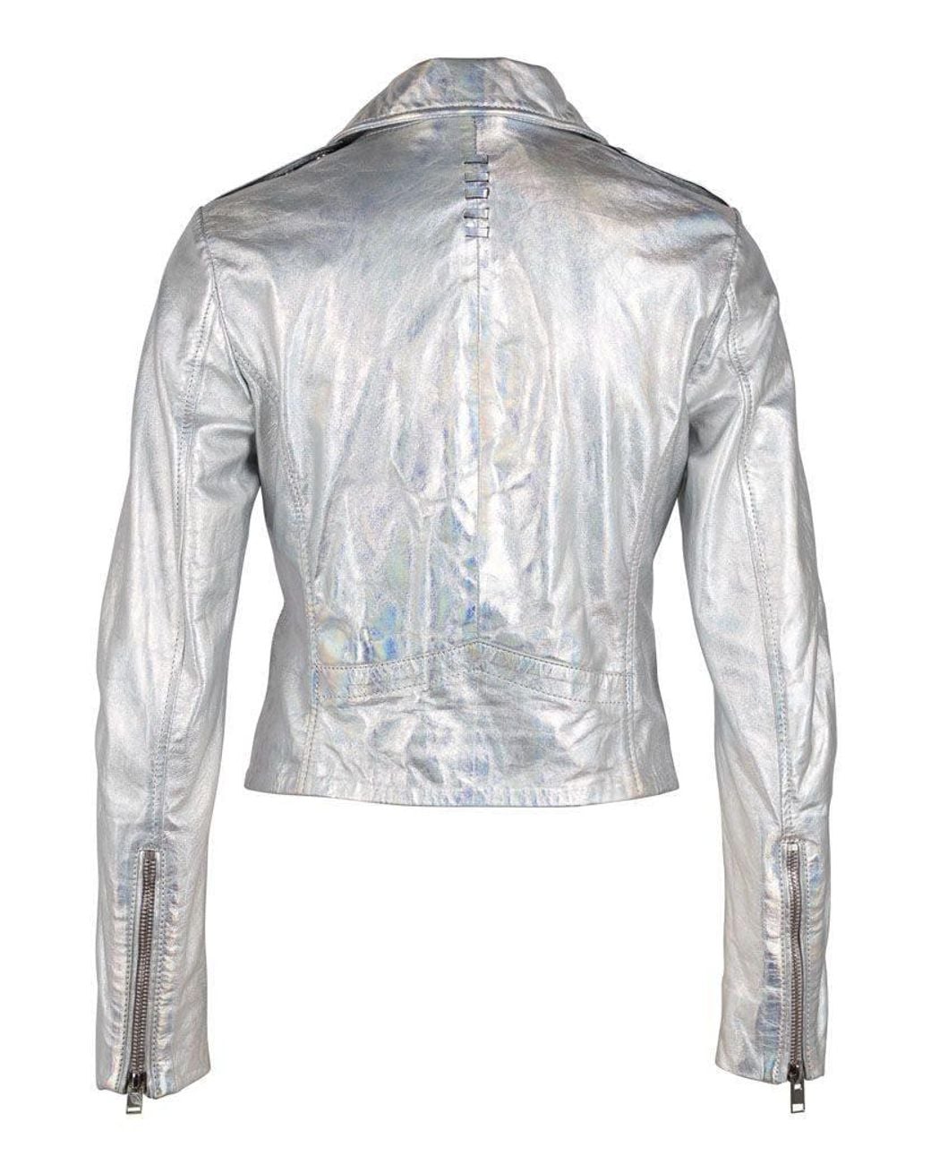 Mauritius Gray Metallic Leather Jacket Adeni