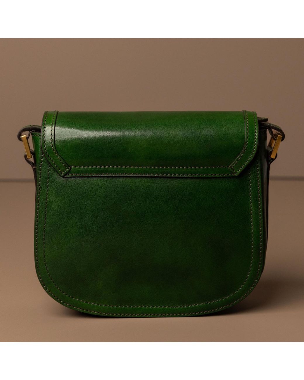 Time Resistance Green Leather Saddle Bag