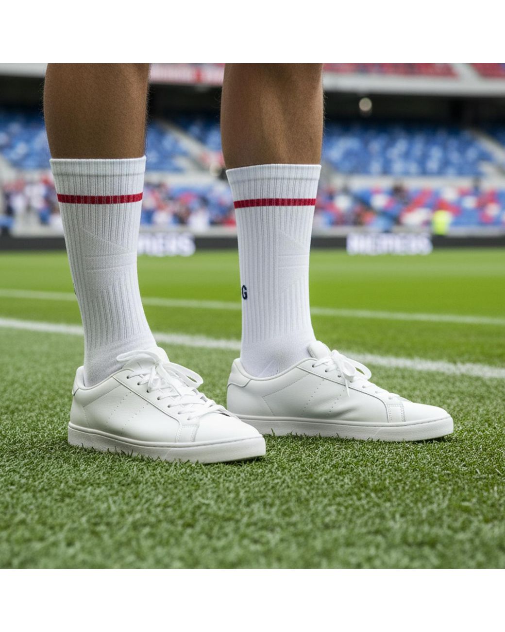 Peper Harow - Made in England White Limited Edition England Luxury Sports Socks for men