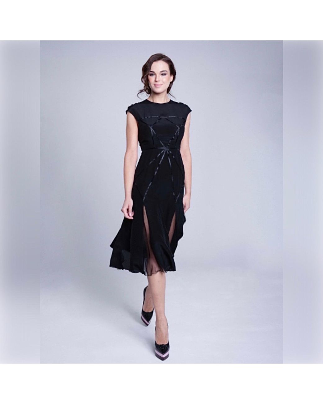 Imaatu Blue Power Dress Pure Silk A-Line Cocktail Dress Midi