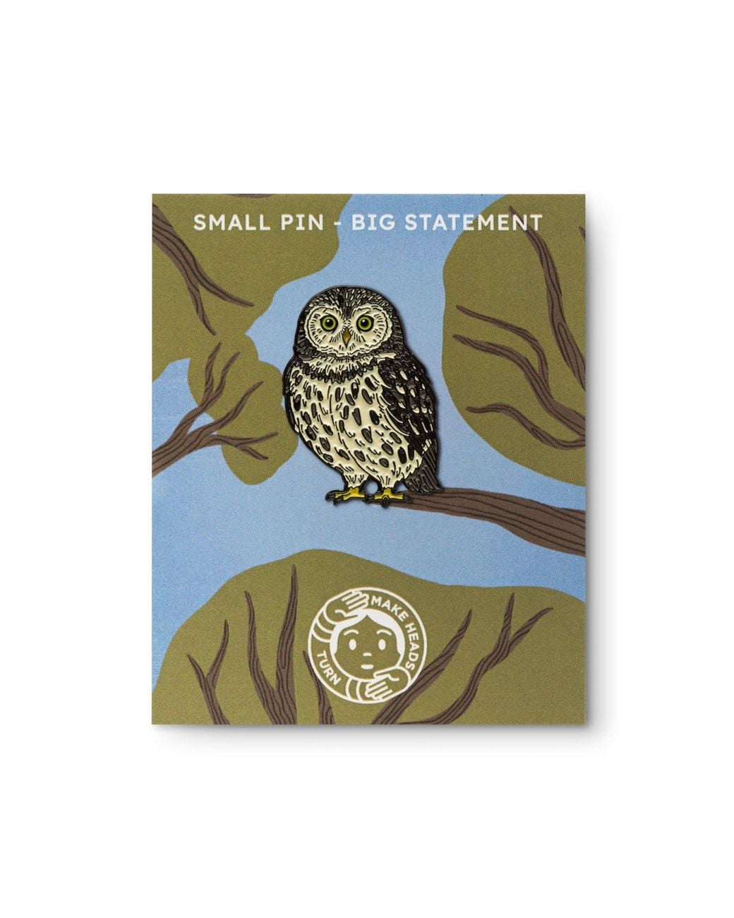 Make Heads Turn Green Enamel Pin Pygmy Owl