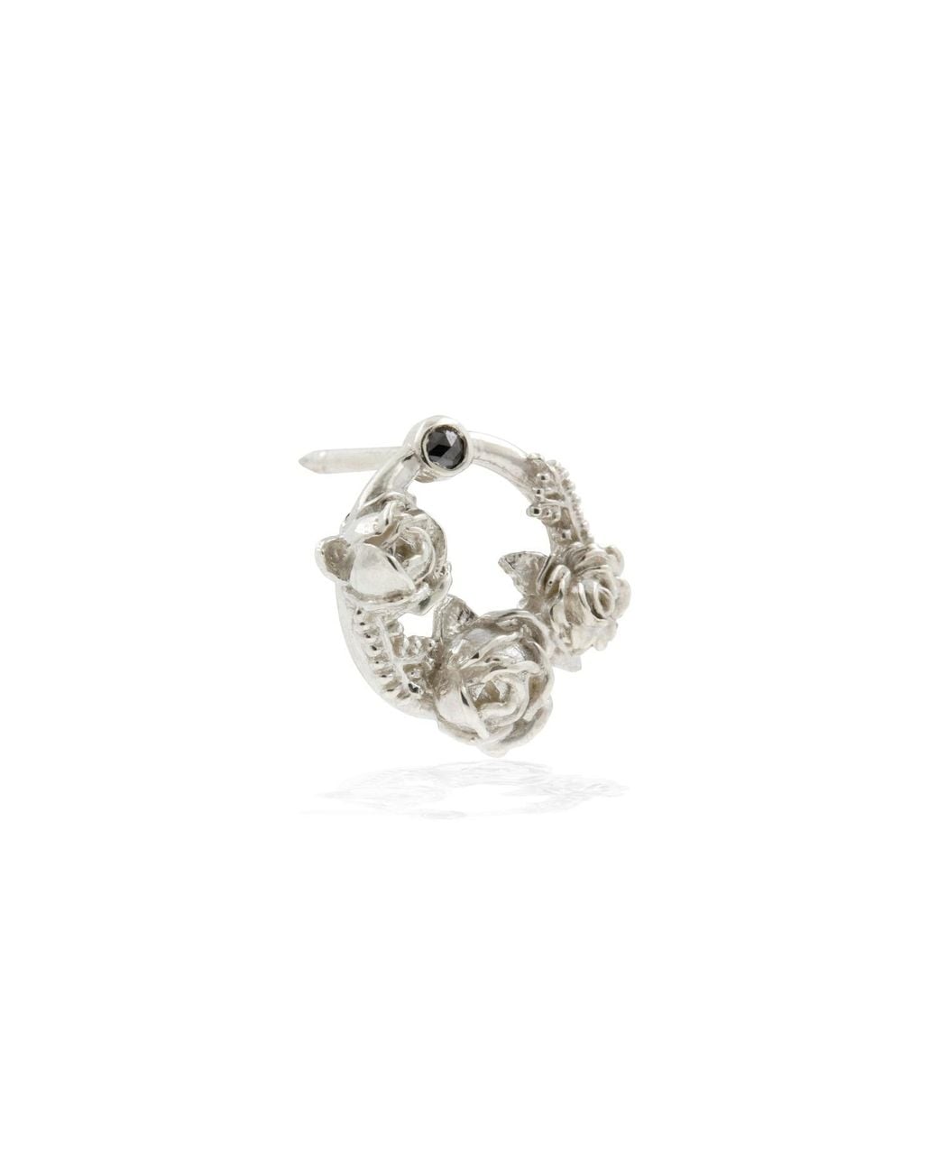 Lee Renee Metallic Black Diamond Rose Halo Lapel Pin Silver for men
