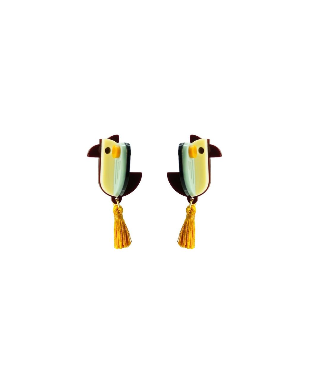 Gissa Bicalho Black Handmade Acrylic Earring Harpy Pale