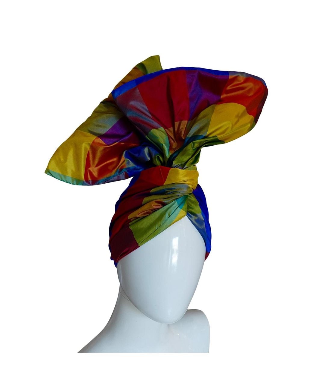 Romer Millinery Blue Twisturban Turban Silk Taffeta Bright Color Block
