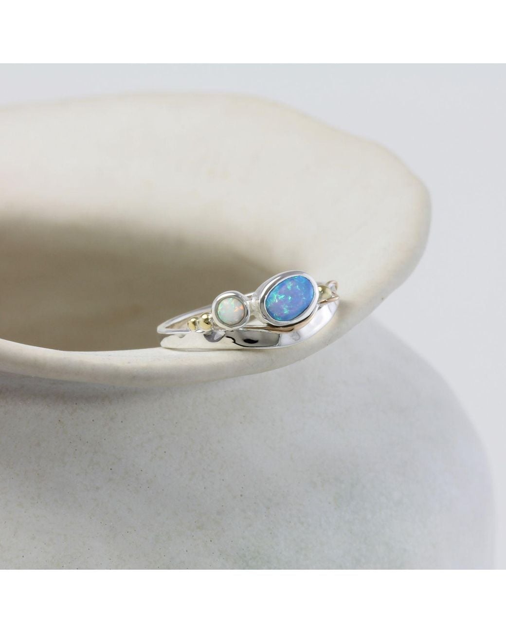 Isla Silver Blue Dainty Opal Ring