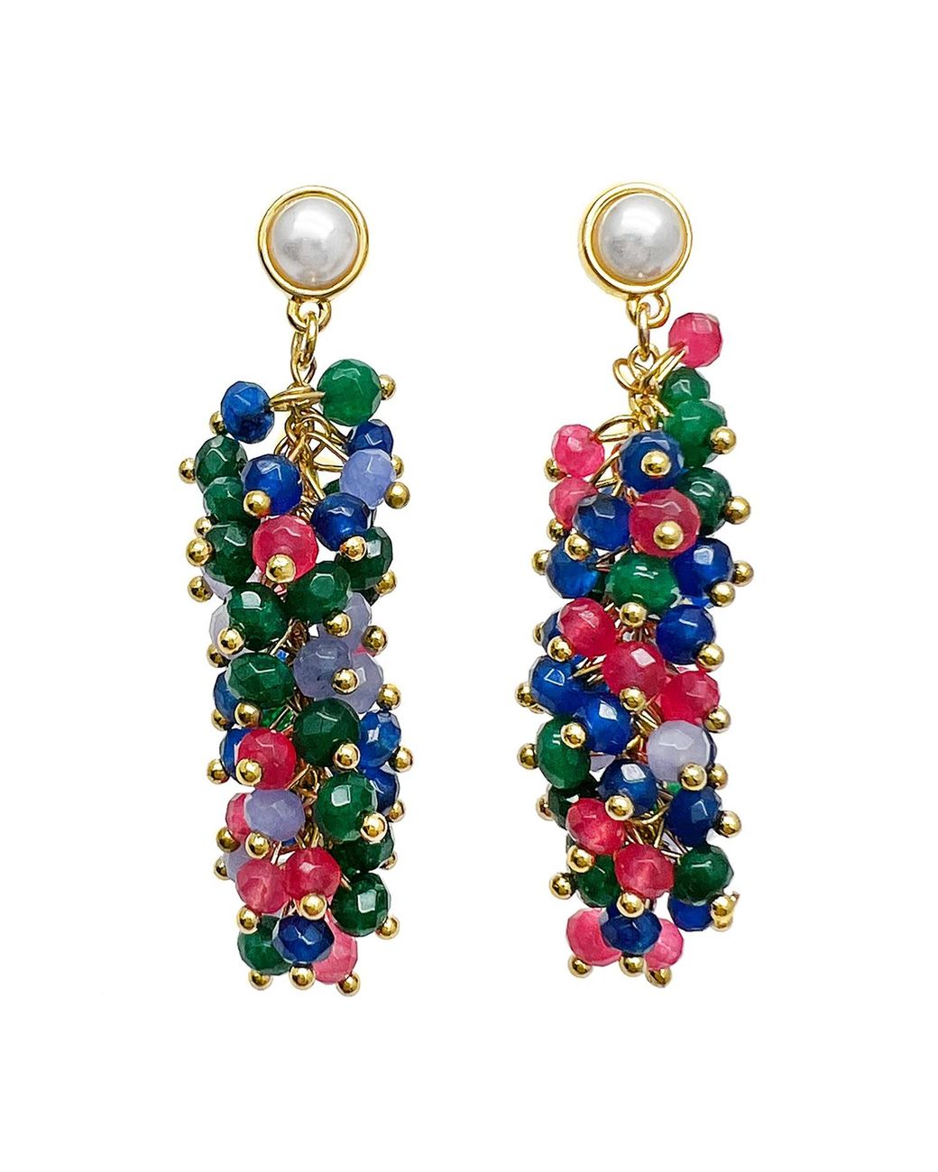 Farra Green Gemstones Pin Earrings