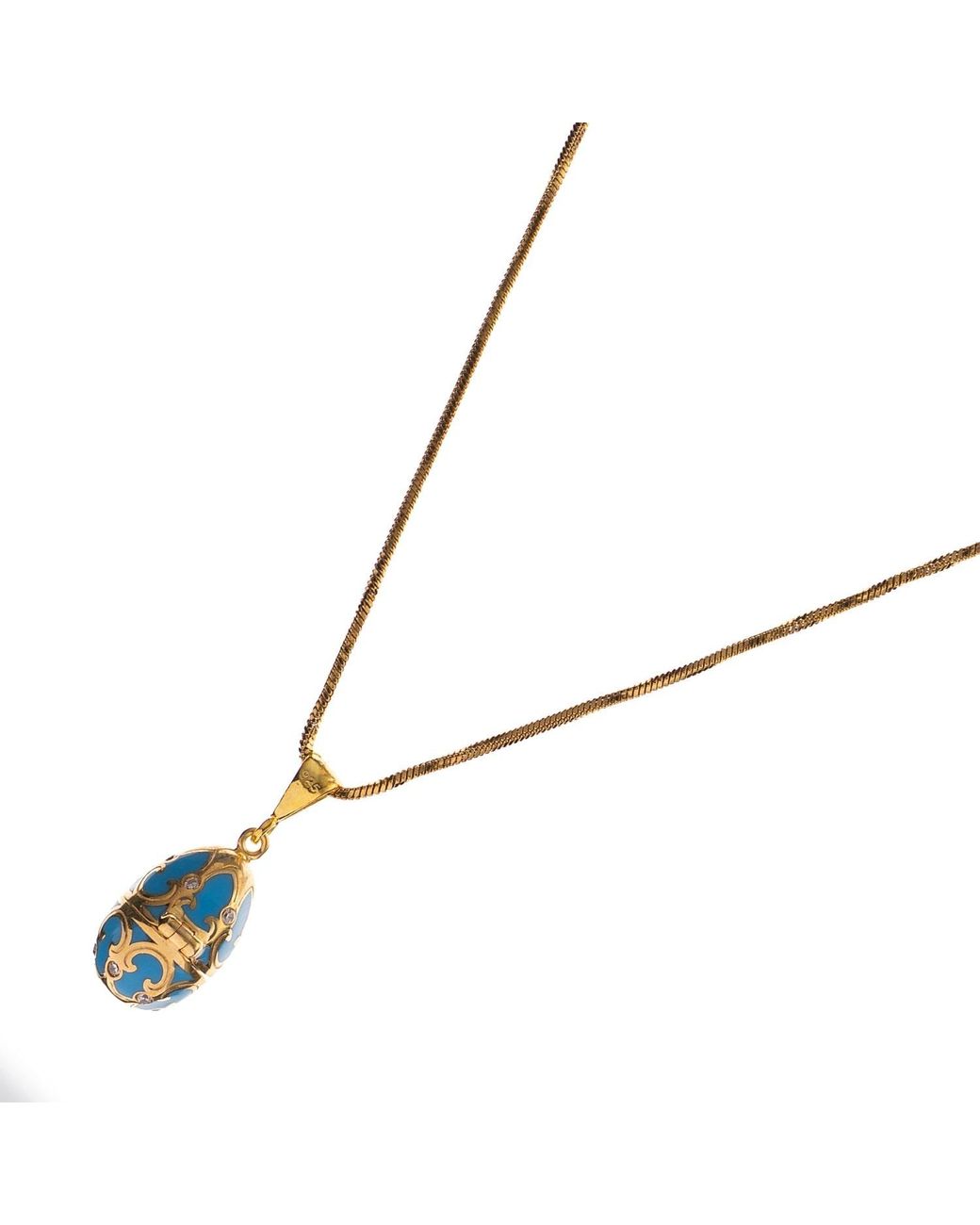 Ebru Jewelry Metallic Lucky Clover Enamel Egg Necklace