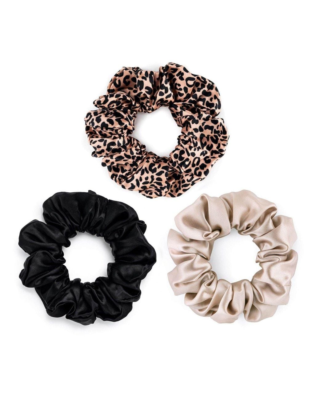 Silk Works Metallic Rose Neutrals Rose Leopard Mixed Large Scrunchie Set