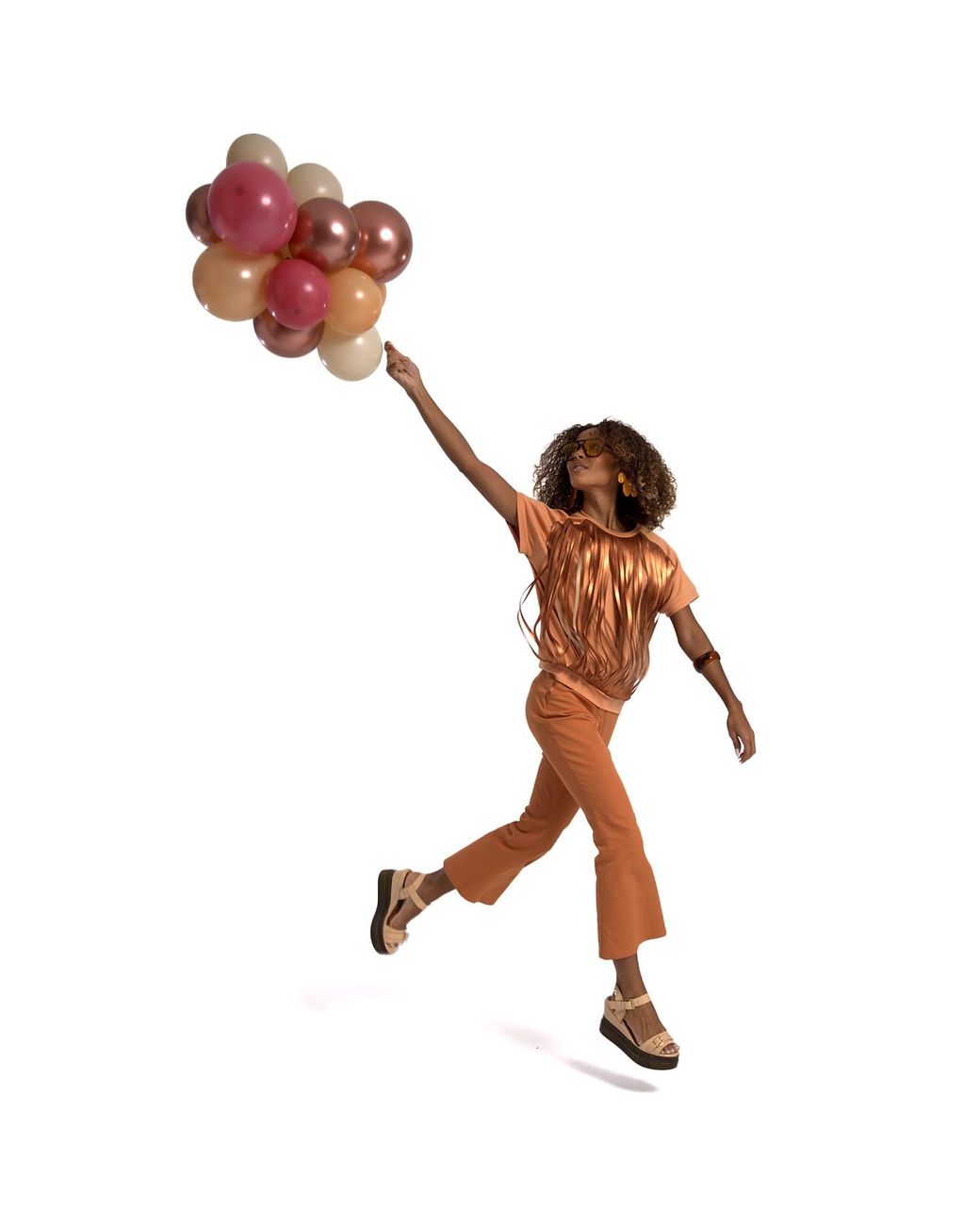 Lalipop Design Brown Neutrals Color Blouse With Laser-Cut Vegan Leather Fringes
