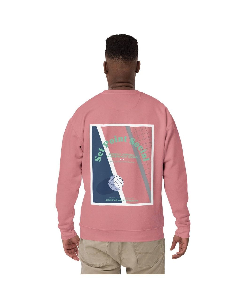 Anchor and Crew Pink Rose Set Point Social Volleyball Club League Organic Cotton Sweatshirt for men