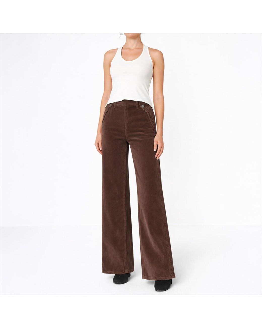 NOEND Brown Dina High Waisted Wide Corduroy