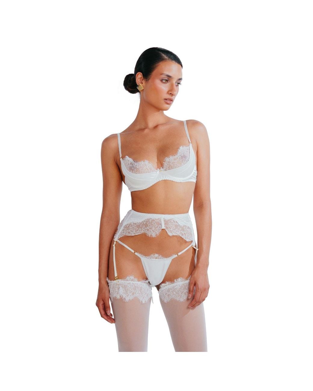 Perilla Lingerie White Grisella Bra Off